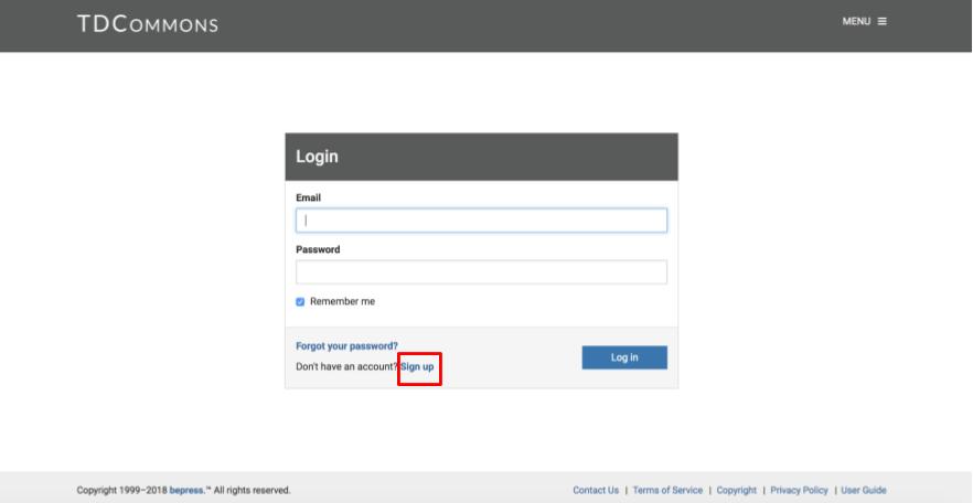 Sign Up on TDCommons
